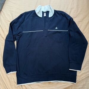 Brooks Brothers Dark Blue Zip-Up Sweater with White Trim